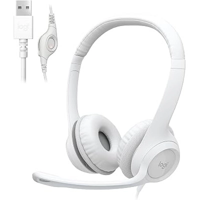 Logitech Headset H390 USB Wired with Mic White