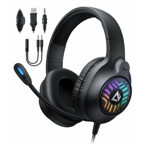 Allied Warhead RGB Headset: Noise Cancelling Memory Foam, Bendable Cardioid Mic