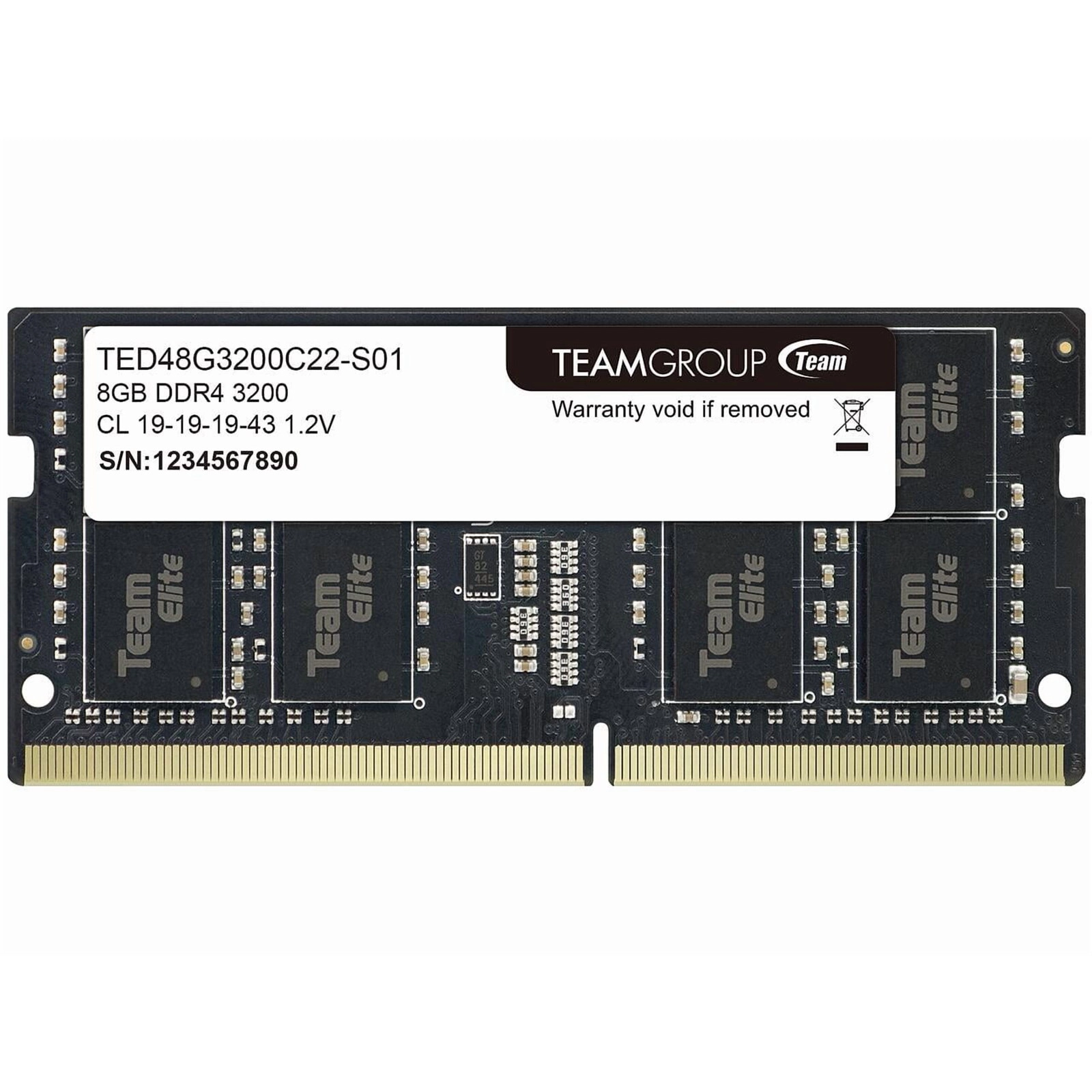 Team Elite 8GB 260-Pin DDR4 SO-DIMM DDR4 3200 (PC4 25600) Laptop Memory Model TED48G3200C22-S01
