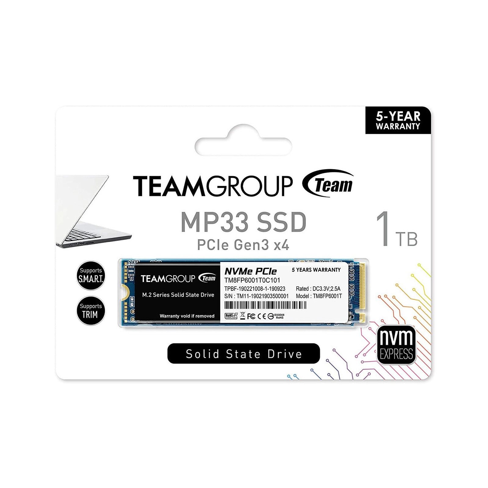 Team Group MP33 M.2 2280 1TB PCIe 3.0 x4 Internal Solid State Drive (SSD)