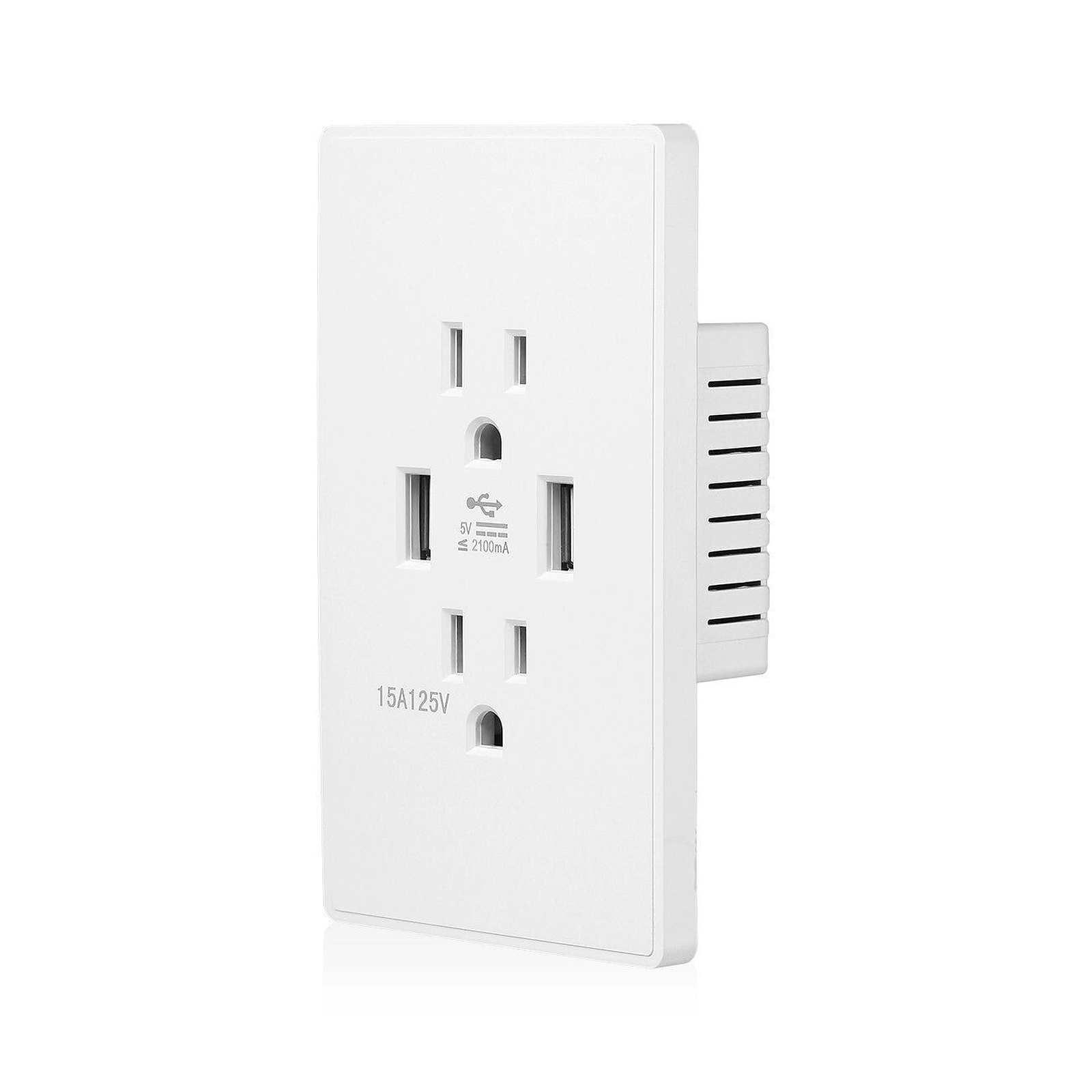 IHOME POWER WALL-WHITE IHOME AC&USB WALL PLATE - 2 USB PORTS - 3 AC PLUGS