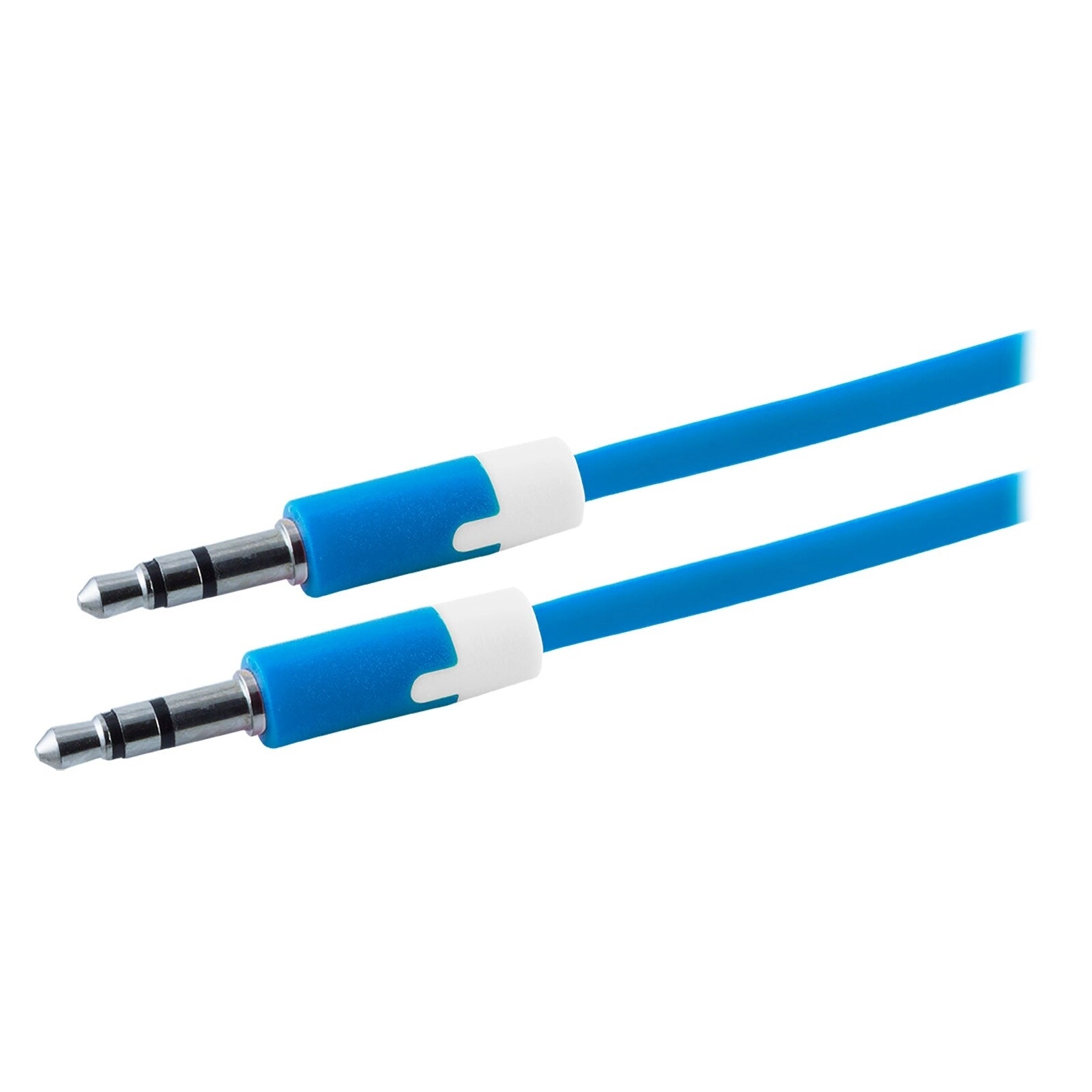 MERKURY AUX-BLUE 5 Ft Mesh Two Tone 3.5mm Aux Audio Cable with Metal Tip in Blu