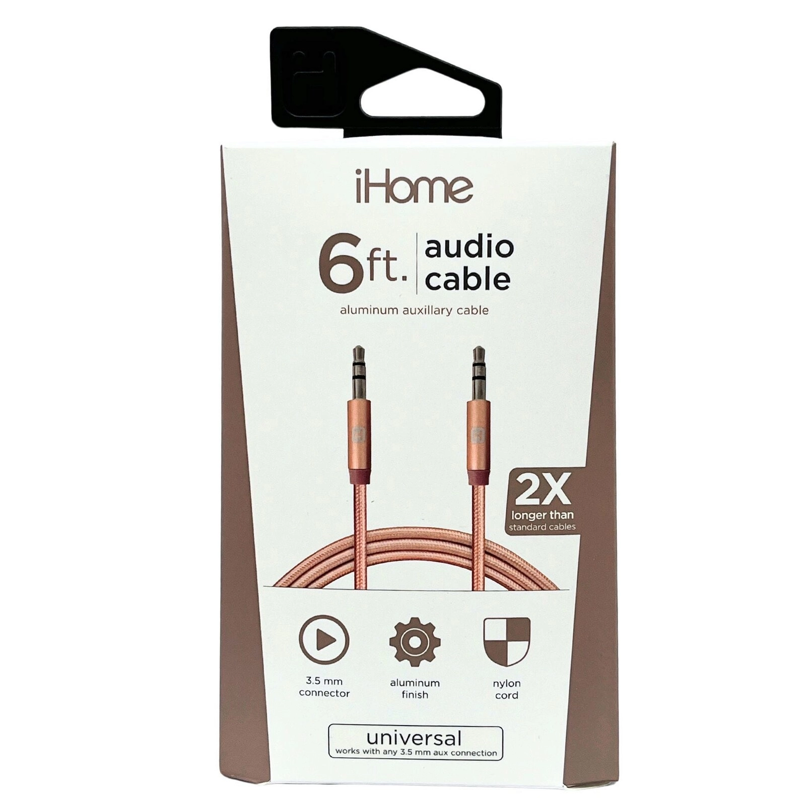 iHome 6 Ft Braided Audio Aux Cable Gold (A5)