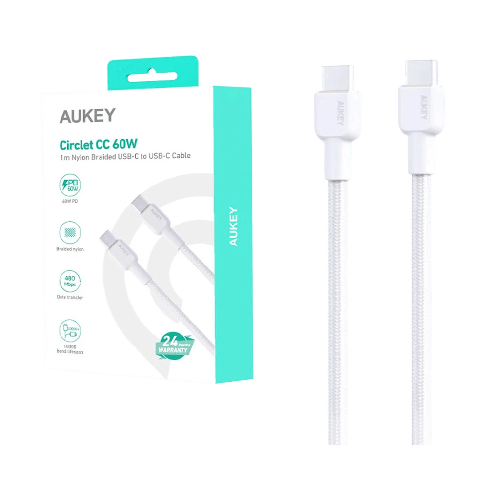 Aukey 60W USB-C to USB-C 1.8m Braided Cable