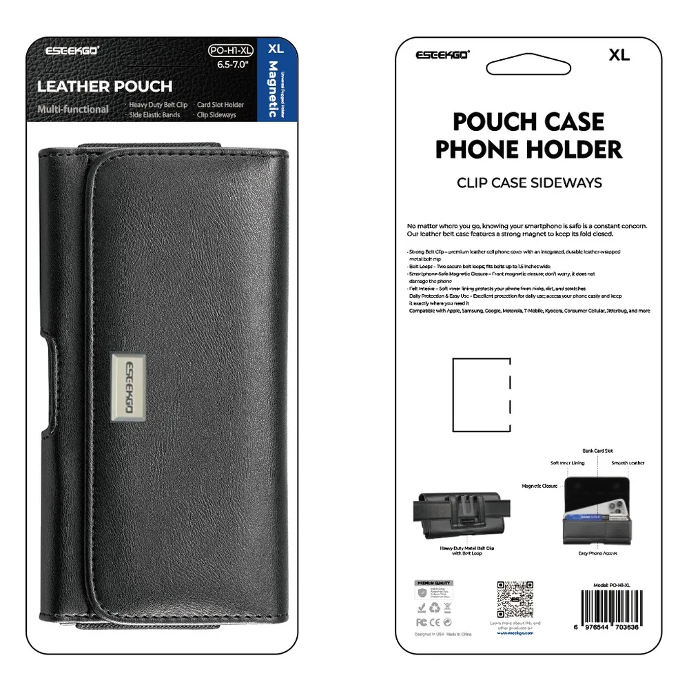 ESEEKGO Magnetic Leather pouch 5.2 "- 5.5 "Mobile phones