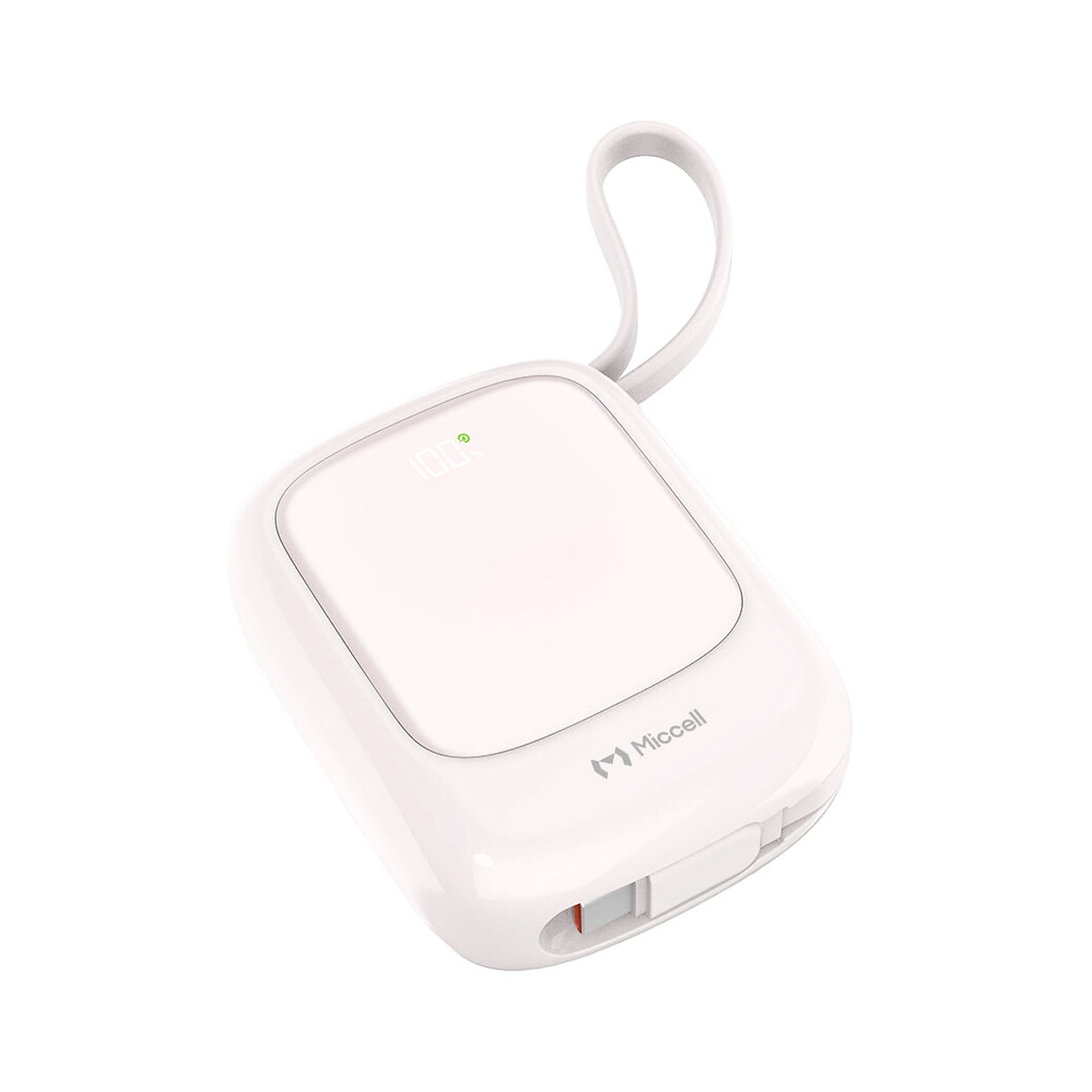 Miccell 10,000 mAh 22.5W Mini Powerbank with Built-In USB-C Cable - Pink (D18 MICCELL-19)