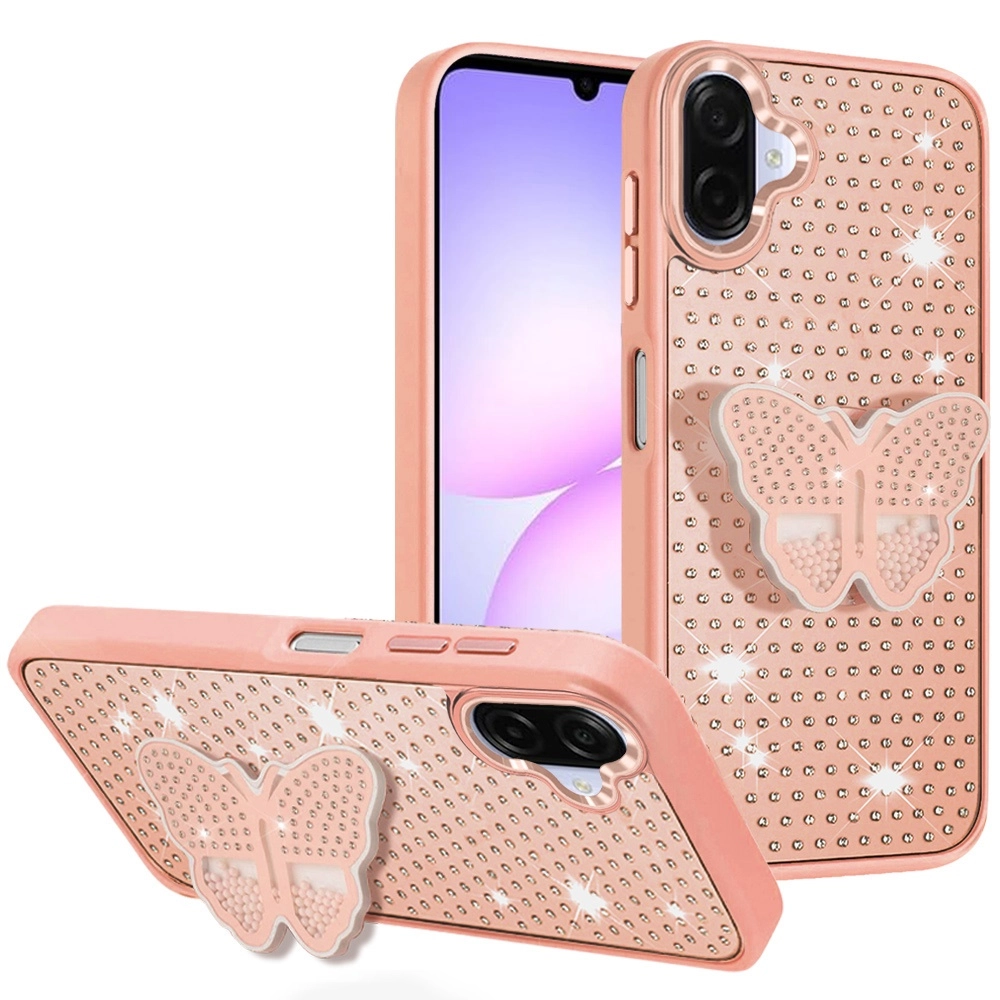 Case For Samsung A07 Butterfly Moveable Grip Stand With Small (QB2B-A07-RGold)