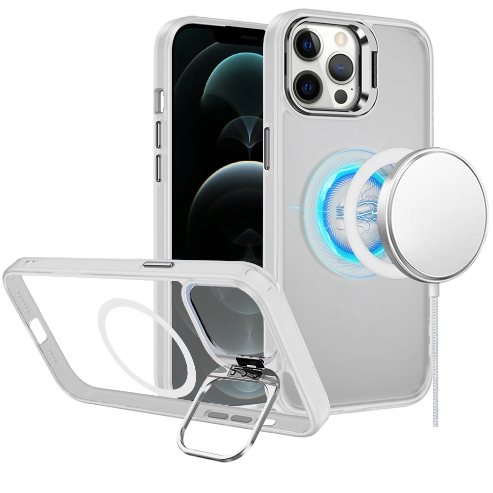 Case For iPhone 12 Pro Max 6.7 Fearless Tough HQ Metallic Hybrid with Camera Ring Stand [ (MGFERLS-iP126.7-Clr)