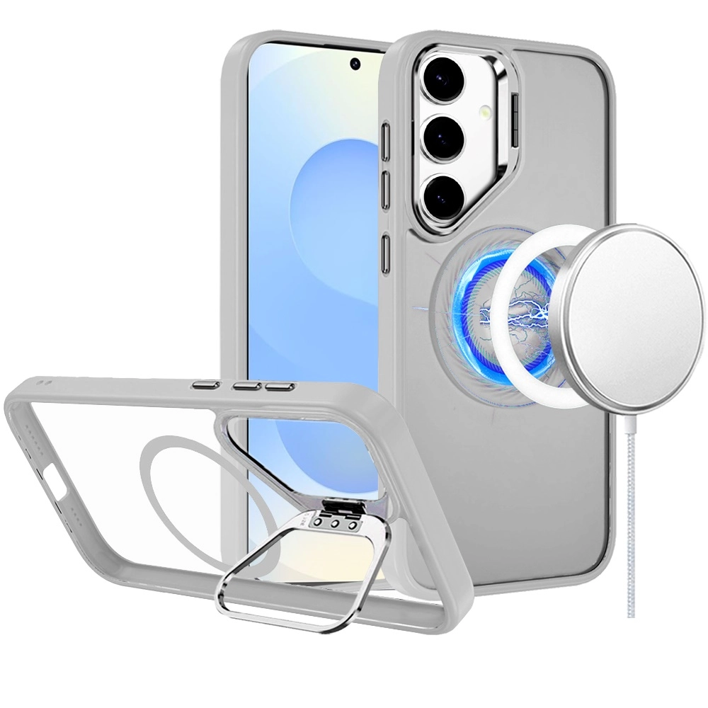Case For Samsung s25/s24 Fearless Tough HQ Metallic Hybrid with Camera Ring Stand [Magnetic Circle] Case (MGFERLS-s25-Clr)