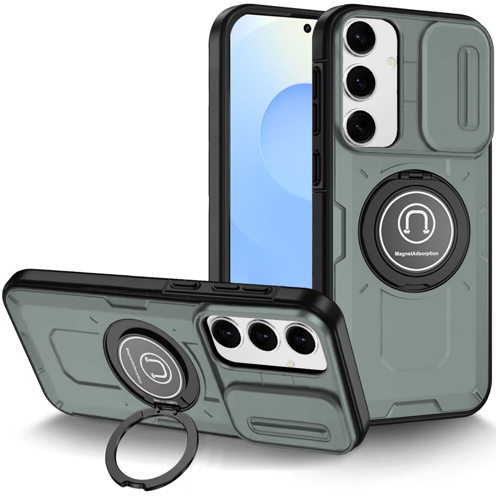 Case For Samsung s25/s24 Push Mount Friendly Camera Protective [Ring Stand] Hybrid Case (QBPUSH-s25-GR)
