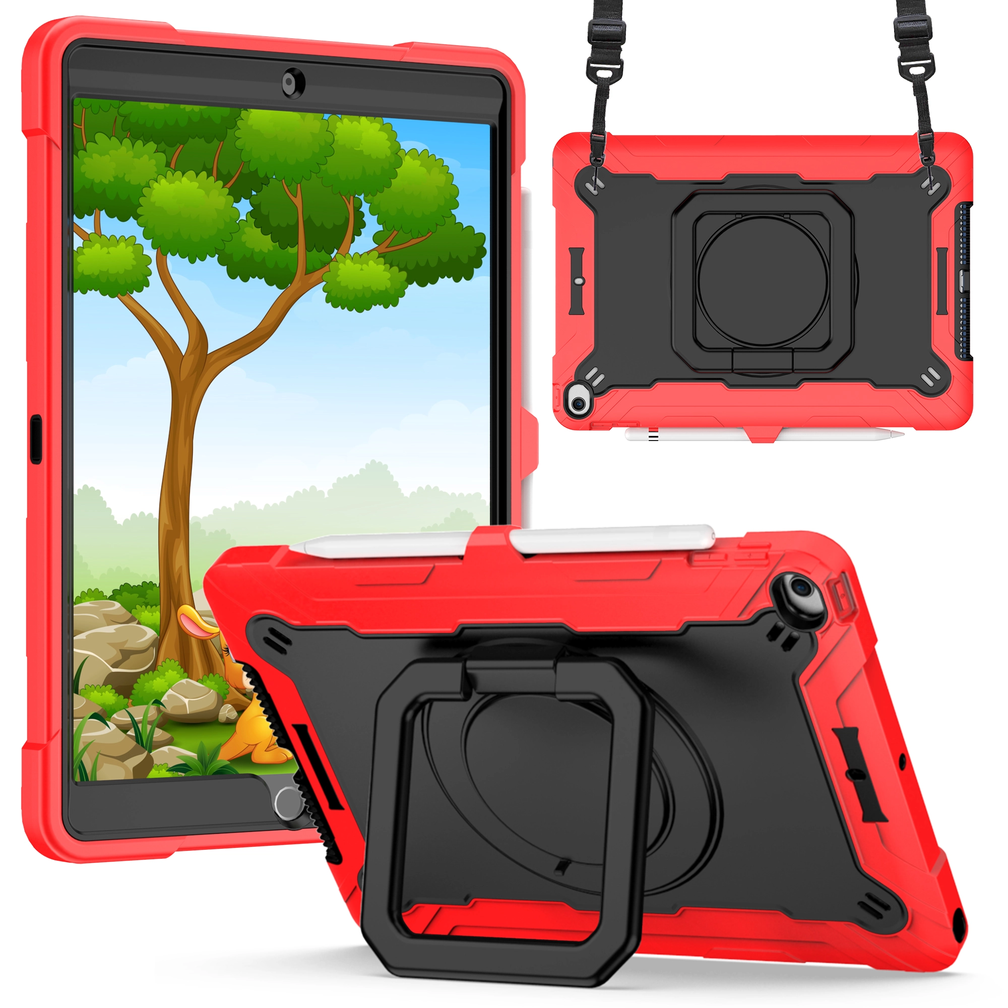 Case For iPad (A16) 2025 / iPad 10th Gen (TBROTE-iPD10gen-RedBK)
