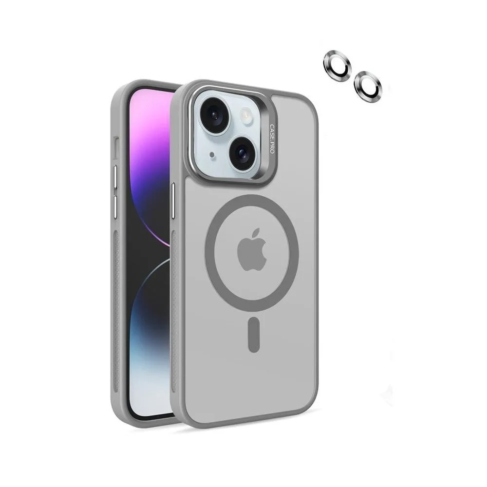 Case for iPhone 14 Silicone MagSafe with Lens Protector Gray