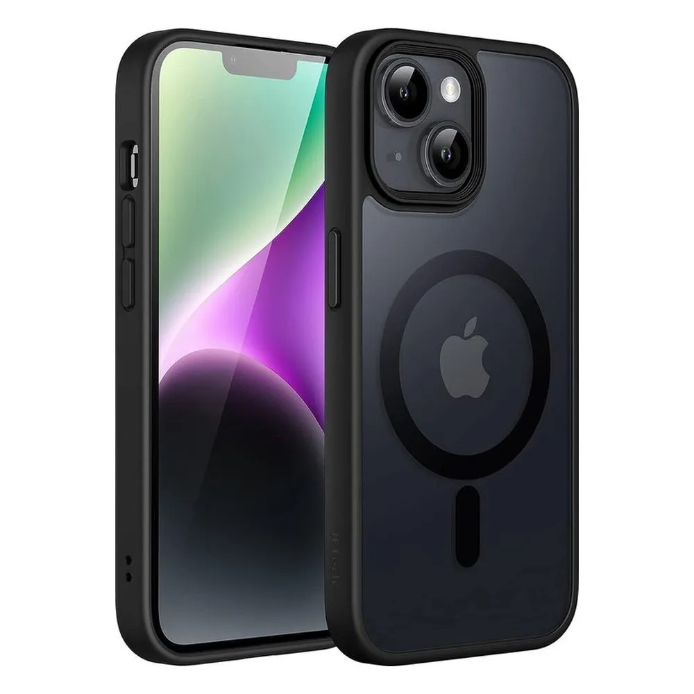 Case for iPhone 14 Silicone MagSafe with Lens Protector Black