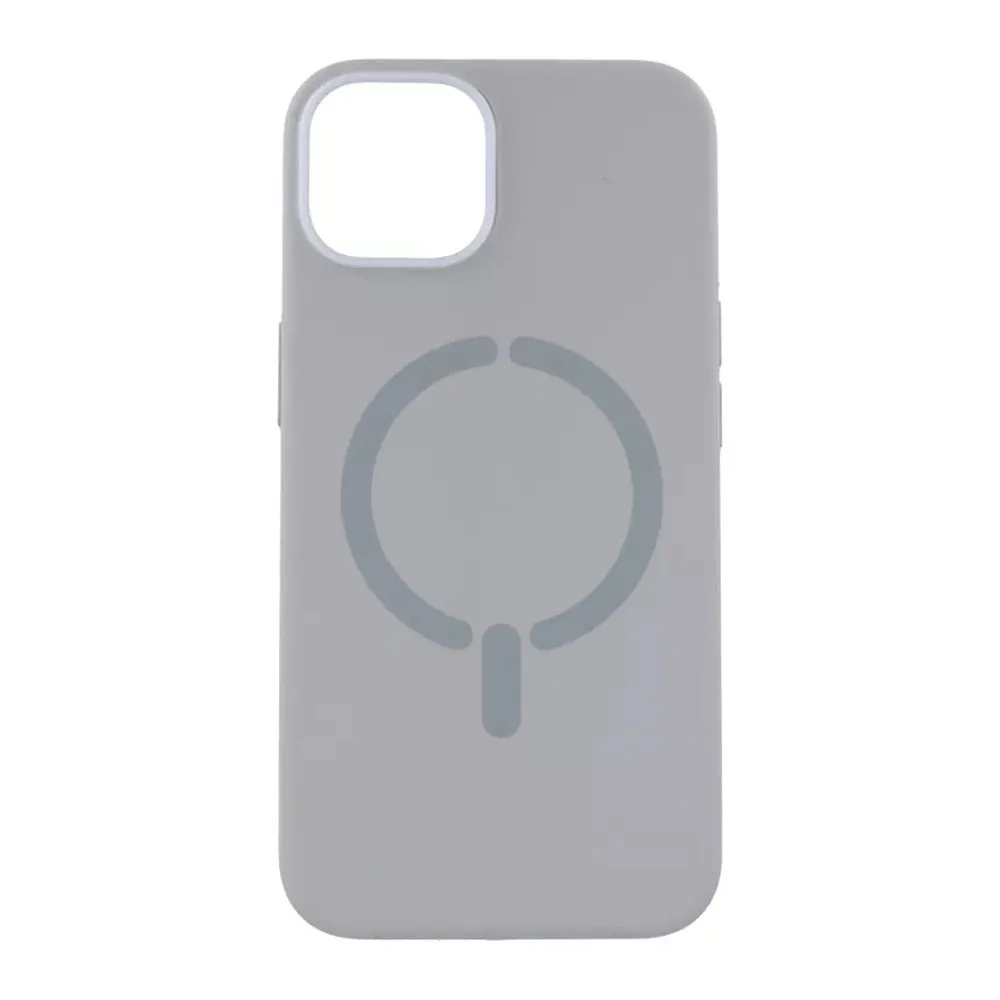 Case for iPhone 14 Silicone MagSafe with Lens Protector Light Gray