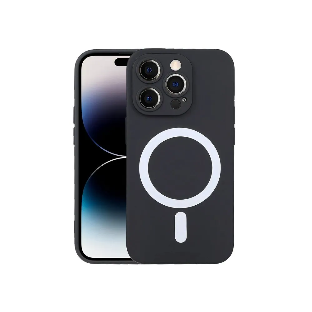 Case for iPhone 14 Pro Silicone MagSafe with Lens Protector Black
