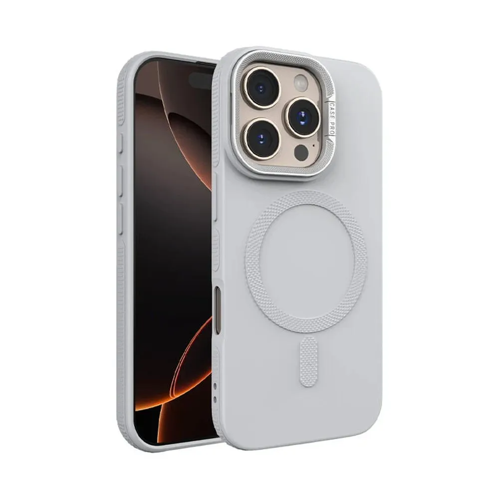 Case for iPhone 14 Pro Silicone MagSafe with Lens Protector Light Gray