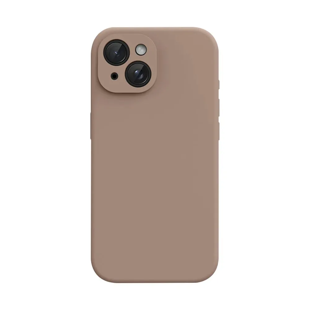 Case for iPhone 15 Silicone MagSafe with Lens Protector Light Brown