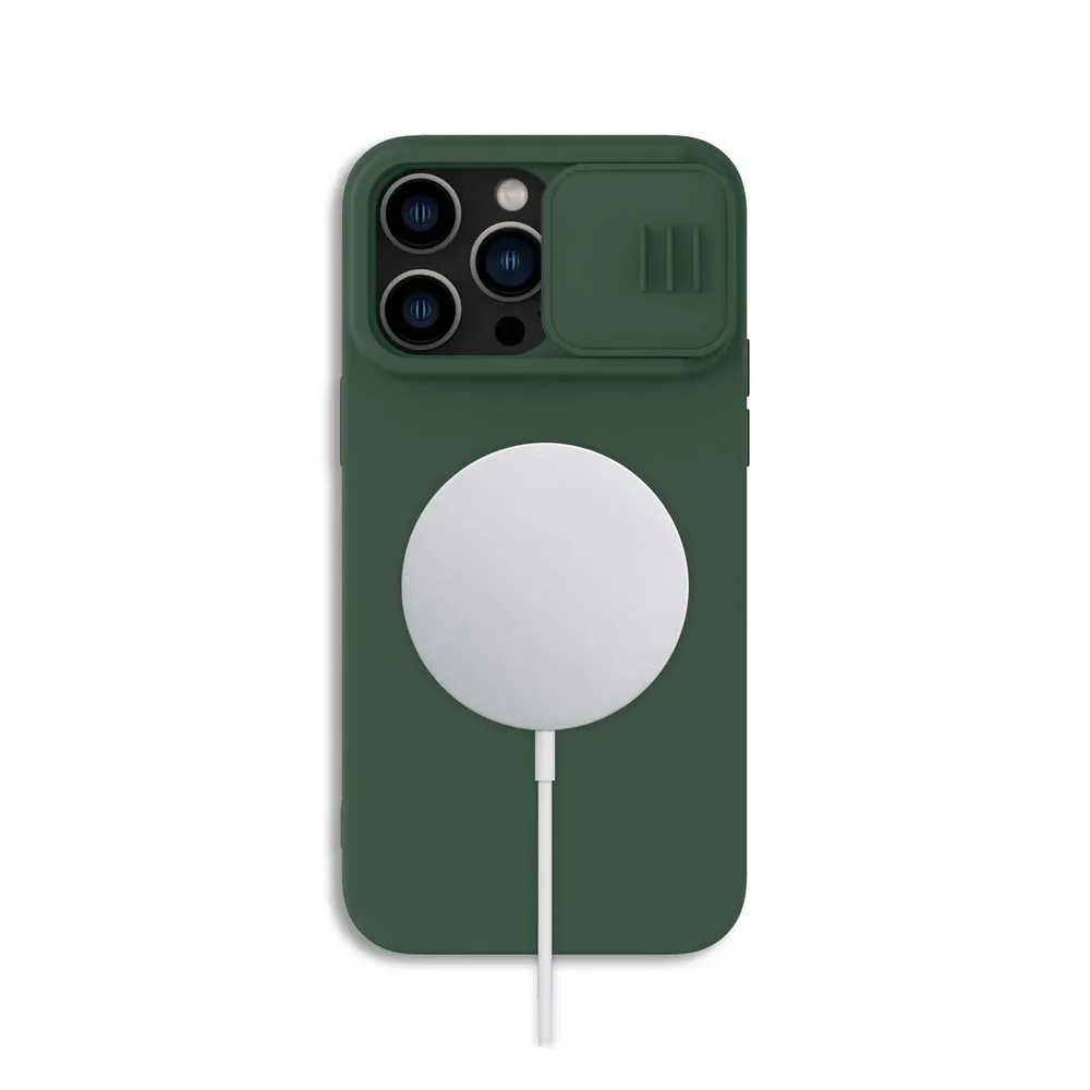 Case for iPhone 15 Pro Silicone MagSafe with Lens Protector Olive