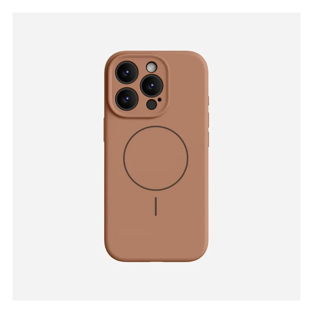 Case for iPhone 15 Pro Silicone MagSafe with Lens Protector Light Brown