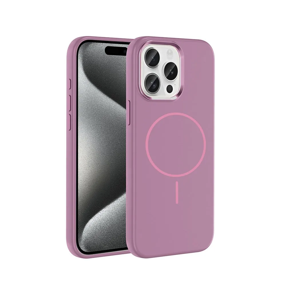 Case for iPhone 15 Pro Max Silicone MagSafe with Lens Protector Lilac
