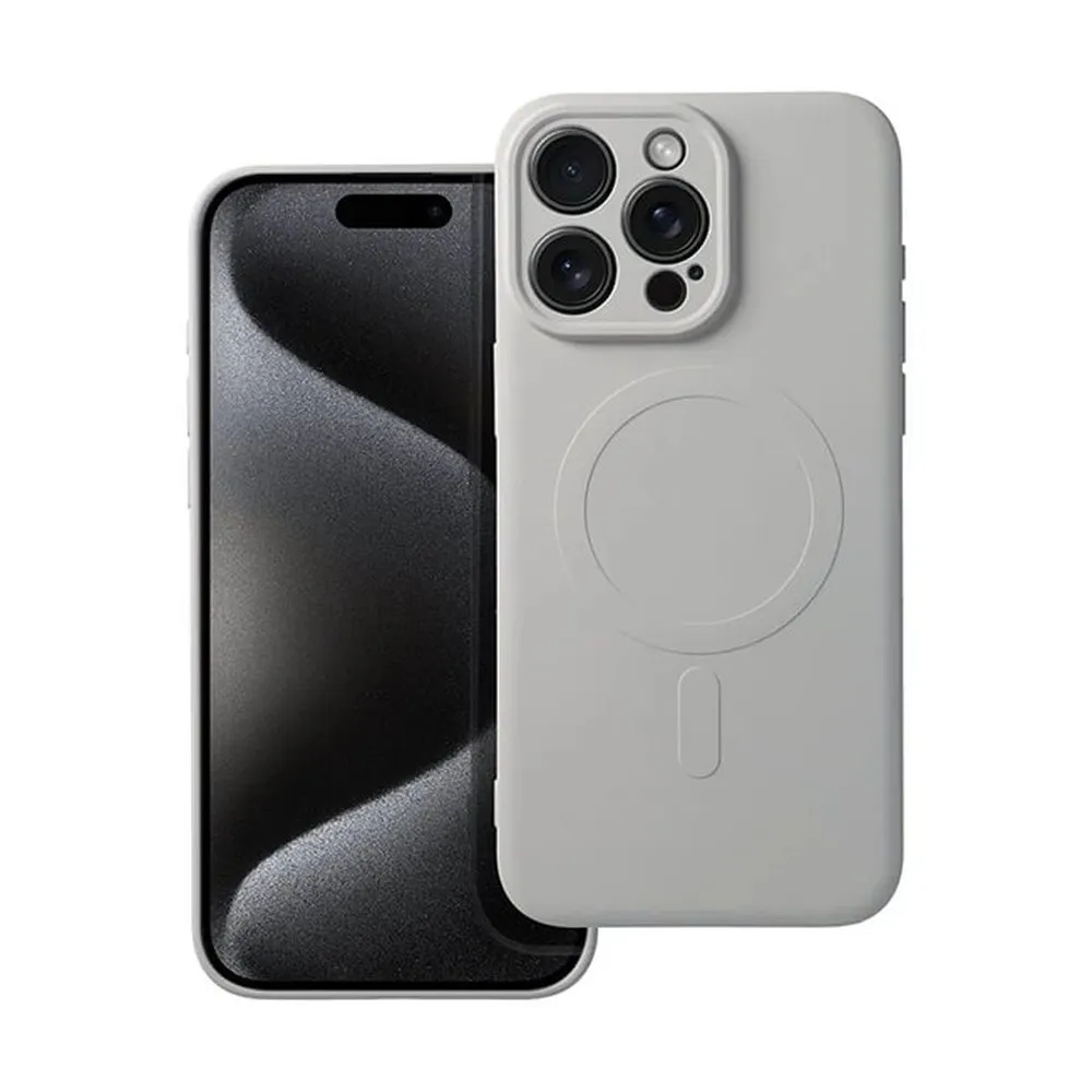 Case for iPhone 15 Pro Max Silicone MagSafe with Lens Protector Light Gray