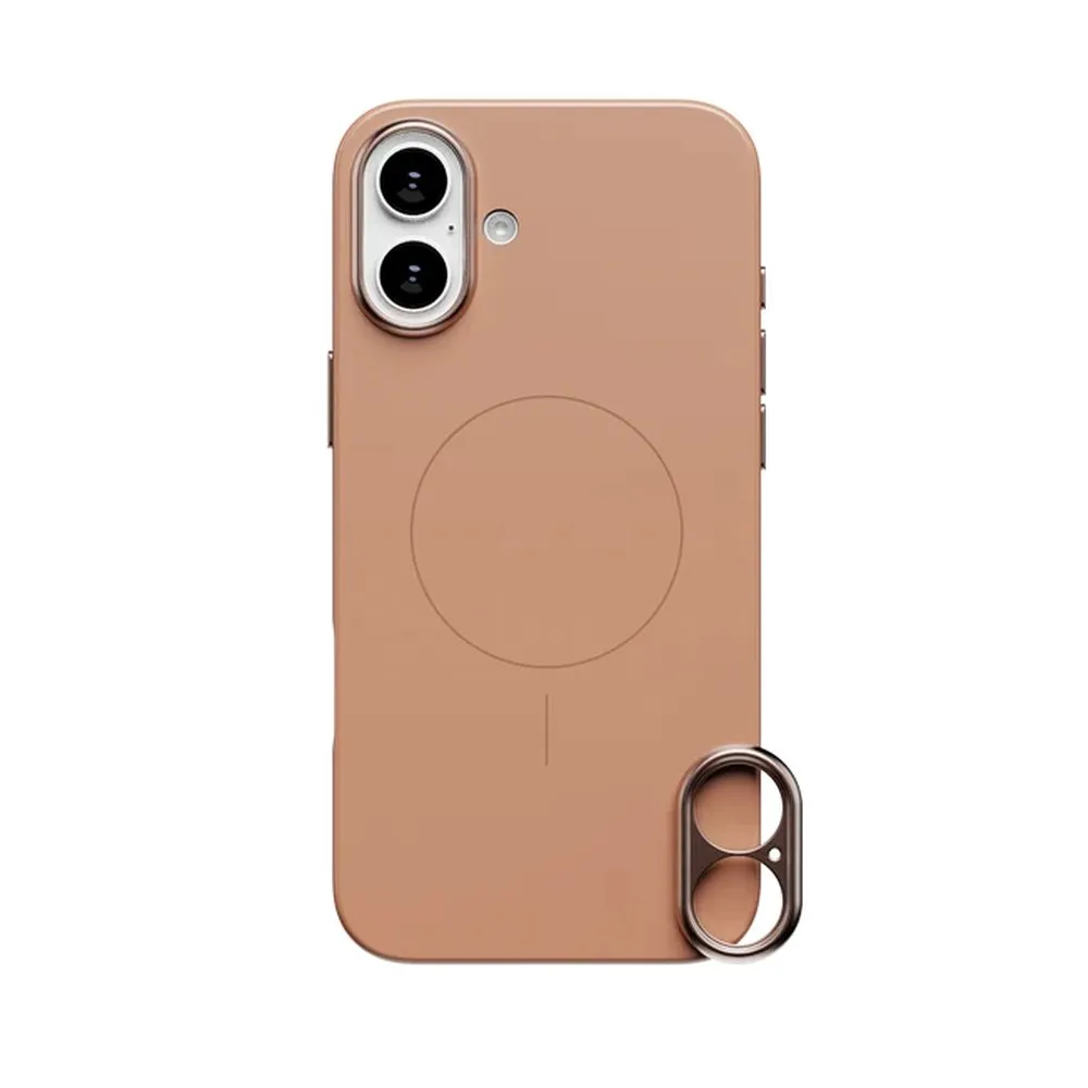Case for iPhone 16 Silicone MagSafe with Lens Protector Light Brown