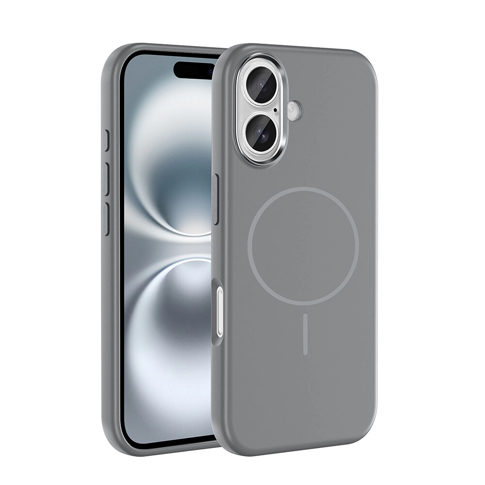 Case for IPh 16 Silicone magsafe w/ lense protector Light Gray