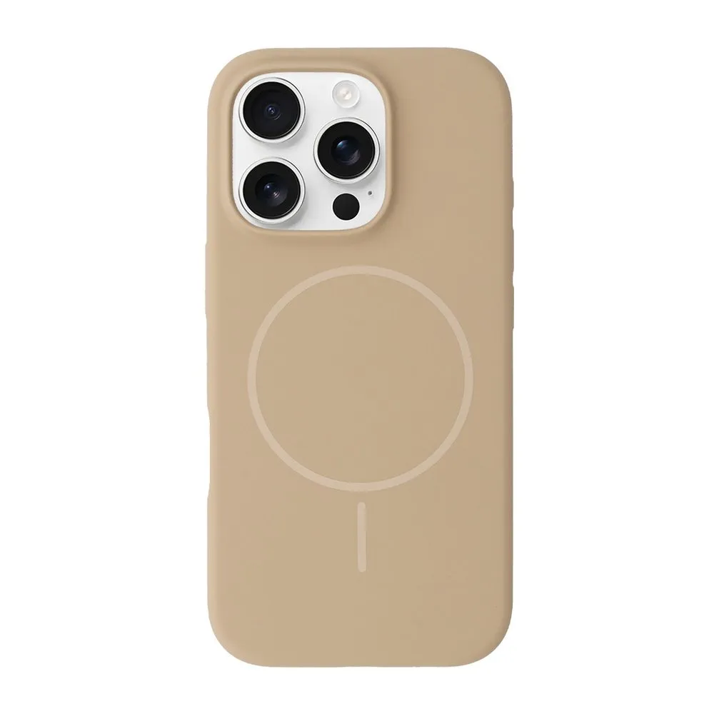 Case for iPhone 16 Pro Silicone MagSafe with Lens Protector Light Brown