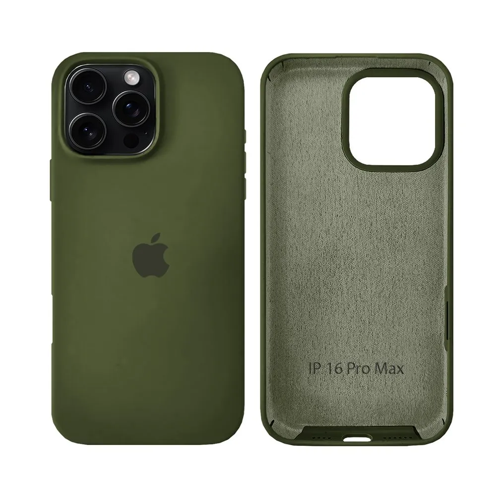 Case for iPhone 16 Pro Max Silicone MagSafe with Lens Protector Olive