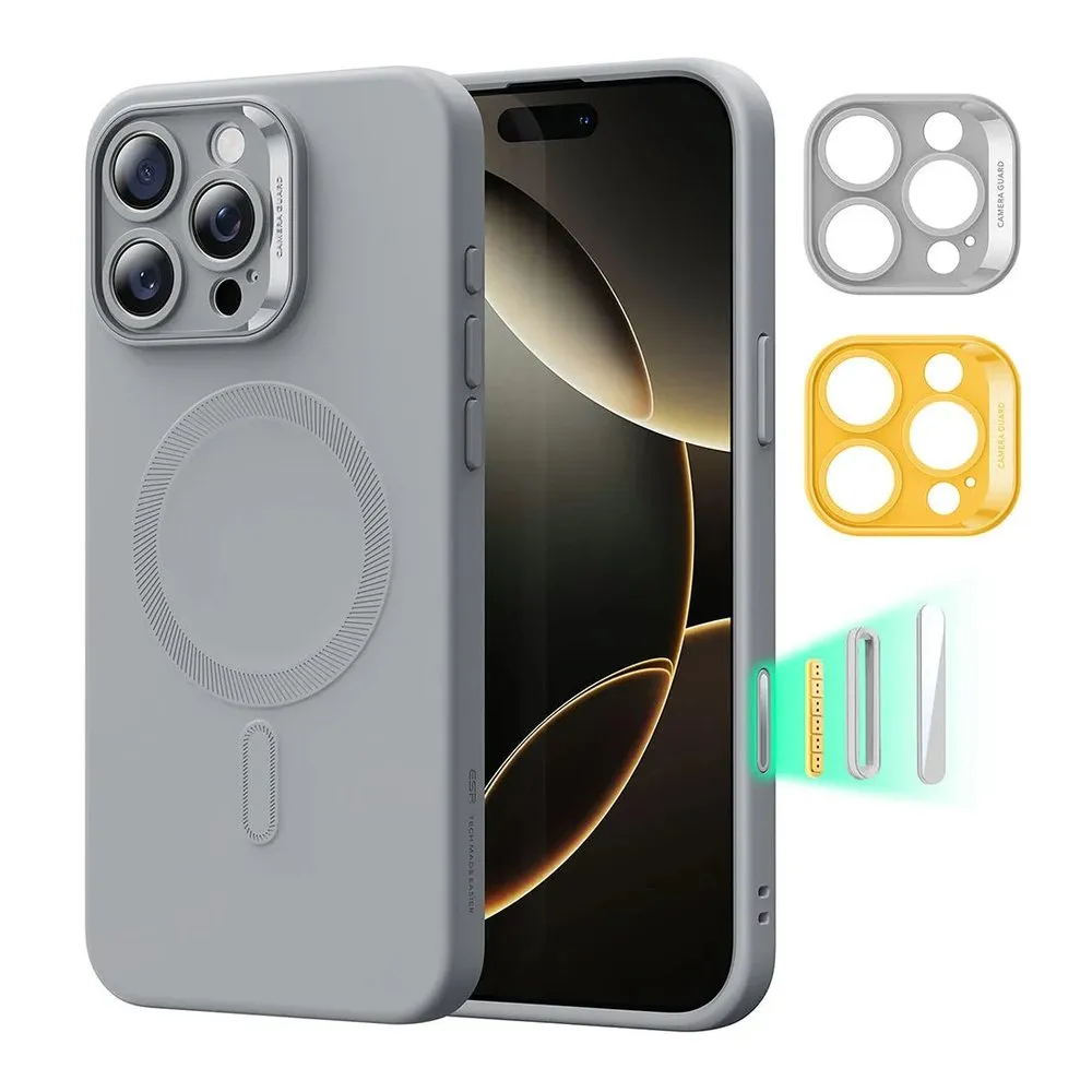 Case for iPhone 16 Pro Max Silicone MagSafe with Lens Protector Light Gray