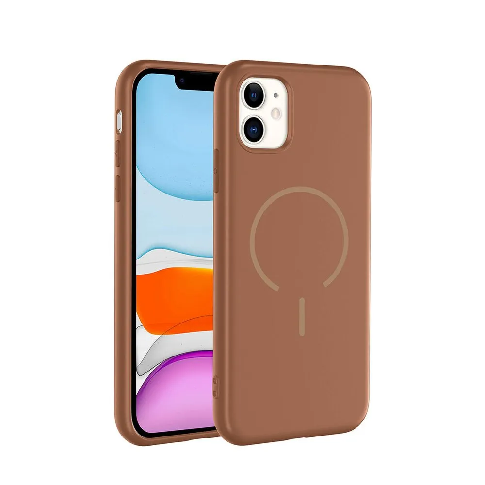 Case for iPhone 11 Silicone MagSafe 360 Ring Brown