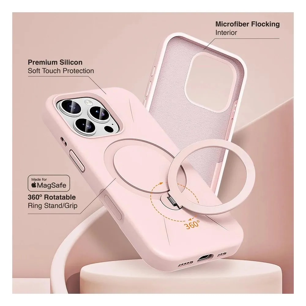 Case for iPhone 11 Pro Silicone MagSafe 360 Ring Bright Pink