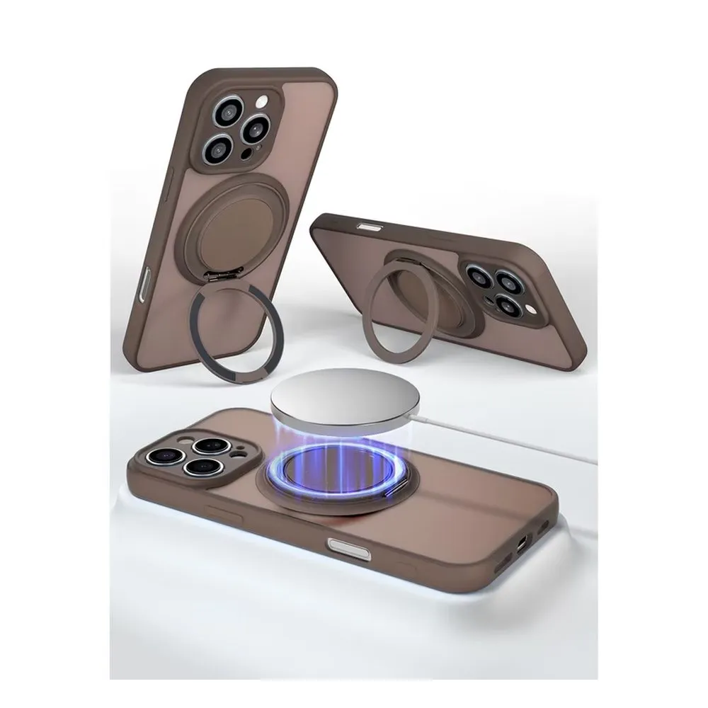 Case for iPhone 12 Silicone MagSafe 360 Ring Brown