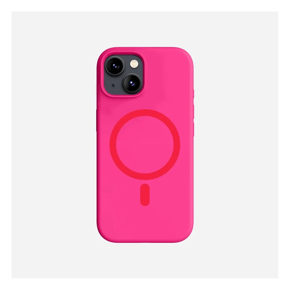 Case for iPhone 13 Silicone MagSafe 360 Ring Bright Pink