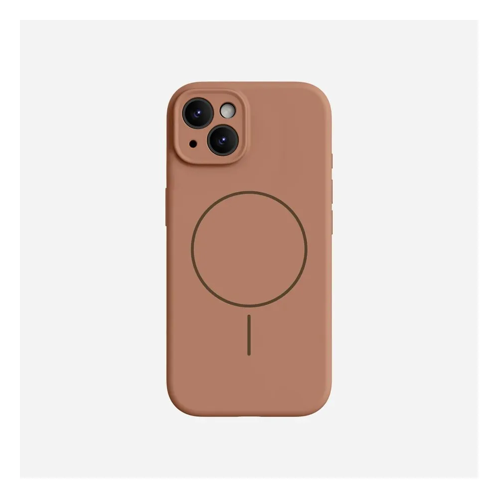 Case for iPhone 13 Silicone MagSafe 360 Ring Brown