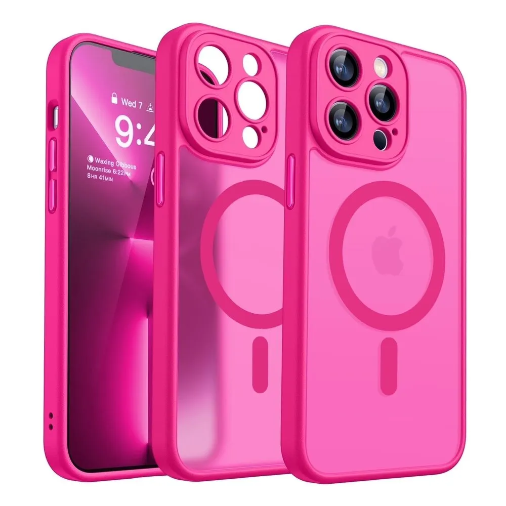 Case for iPhone 13 Pro Max Silicone MagSafe 360 Ring Bright Pink