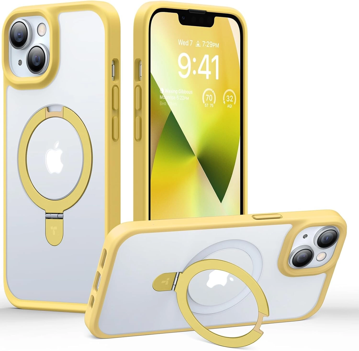 Case for IPh 14 Silicone magsafe 360 ring Yellow