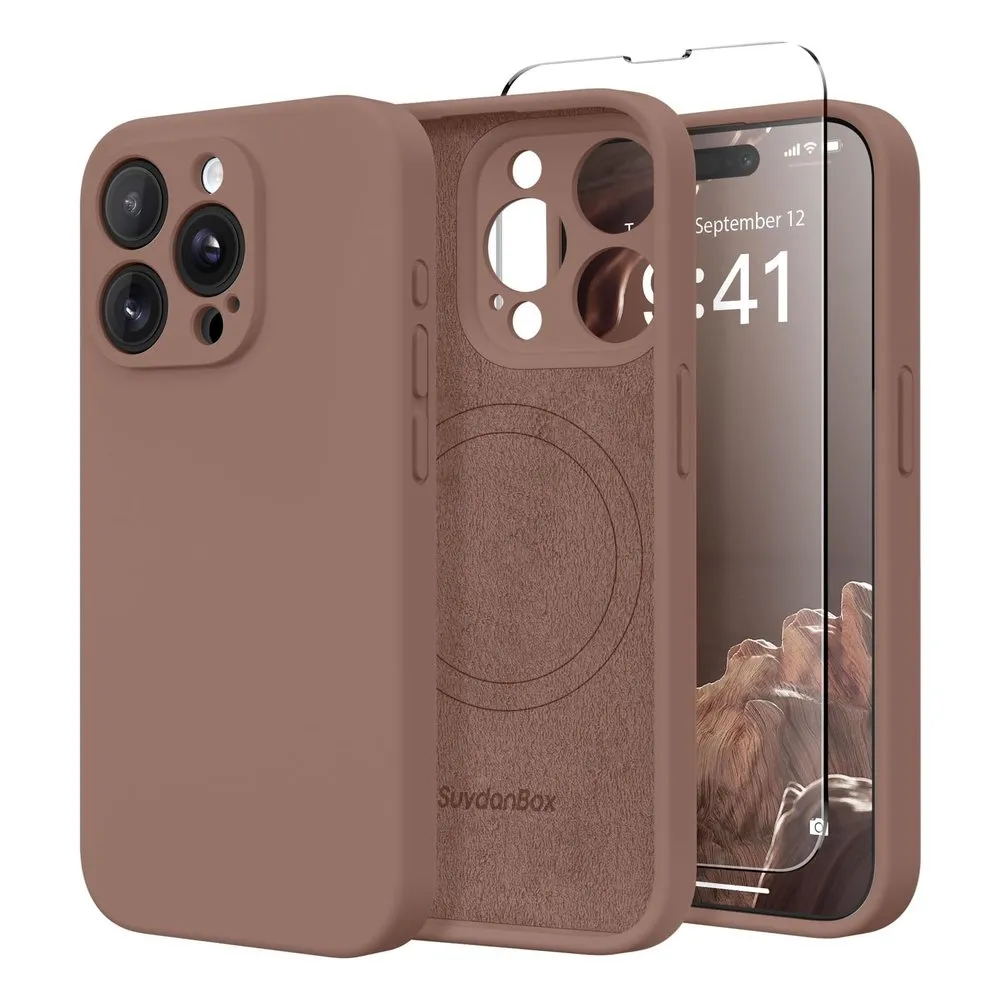 Case for iPhone 14 Pro Silicone MagSafe 360 Ring Brown