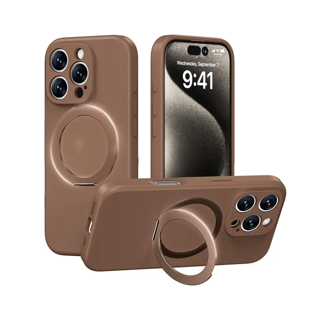 Case for iPhone 14 Pro Max Silicone MagSafe 360 Ring Brown
