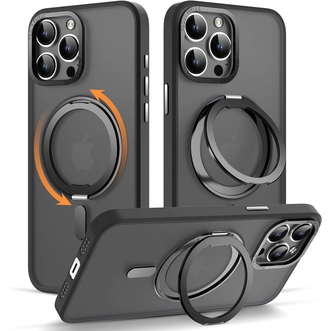 Case for IPh 15 Pro Silicone magsafe 360 ring black
