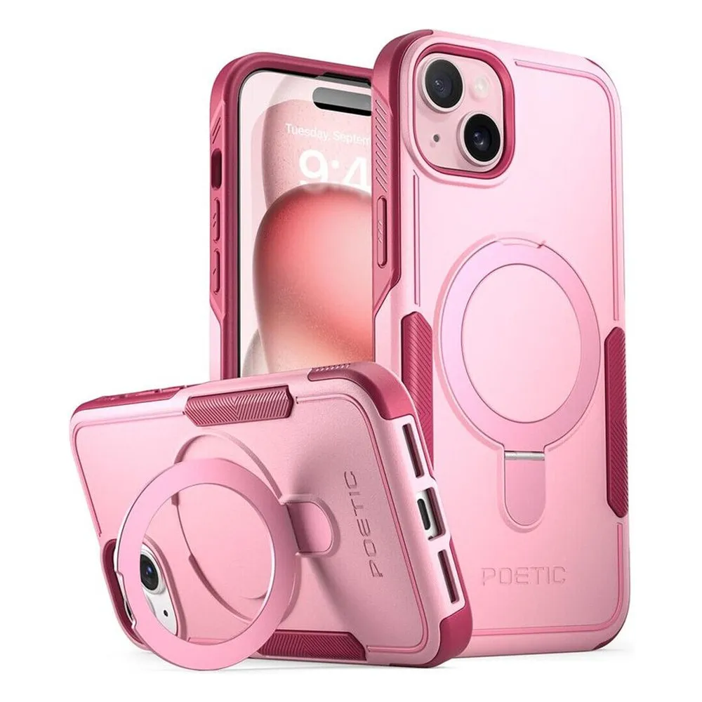 Case for iPhone 15 Plus Silicone MagSafe 360 Ring Bright Pink