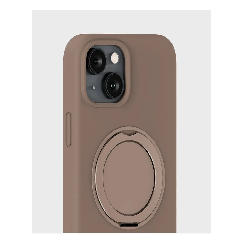 Case for iPhone 15 Plus Silicone MagSafe 360 Ring Brown