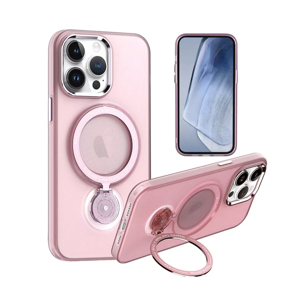 Case for iPhone 15 Pro Max Silicone MagSafe 360 Ring Bright Pink