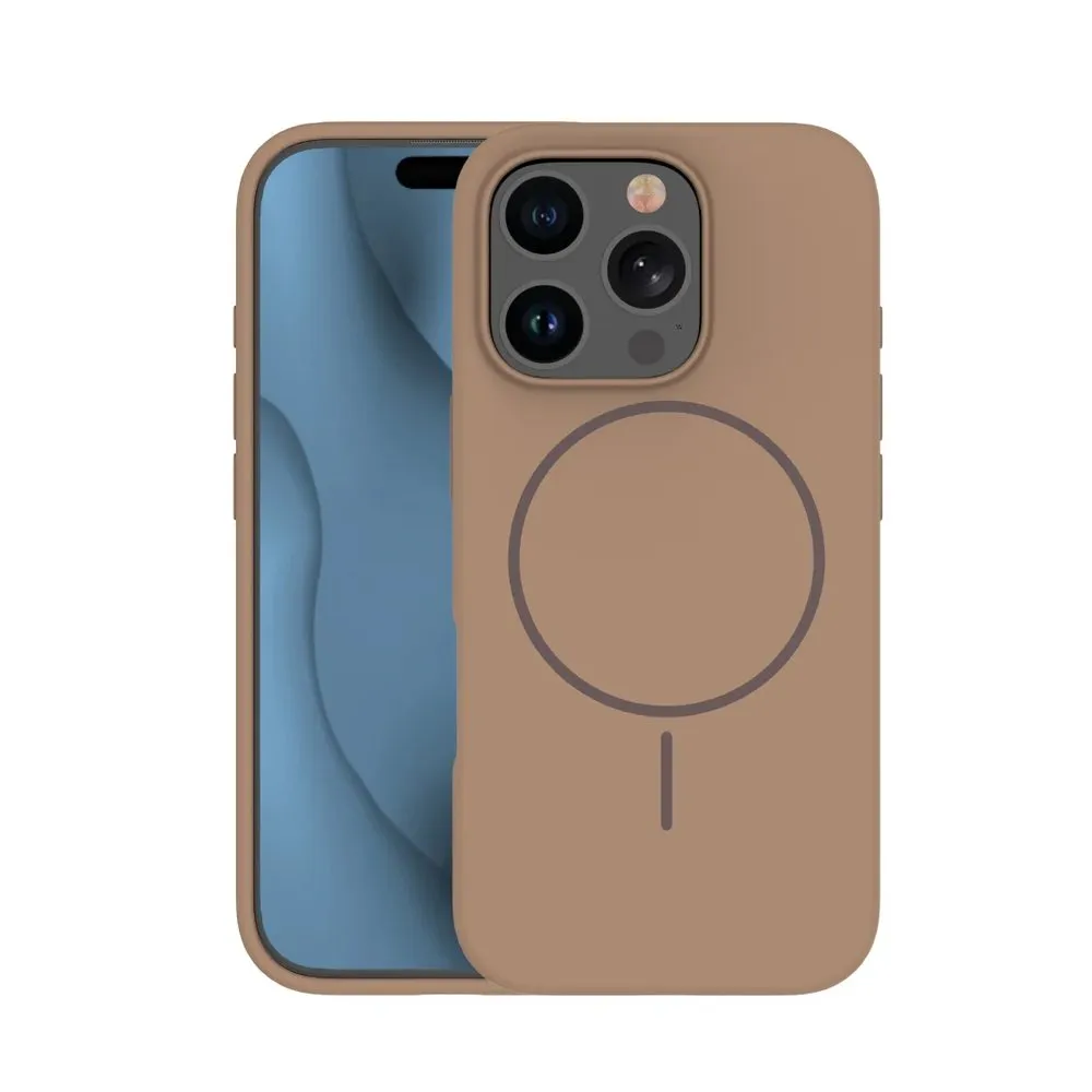 Case for iPhone 15 Pro Max Silicone MagSafe 360 Ring Brown