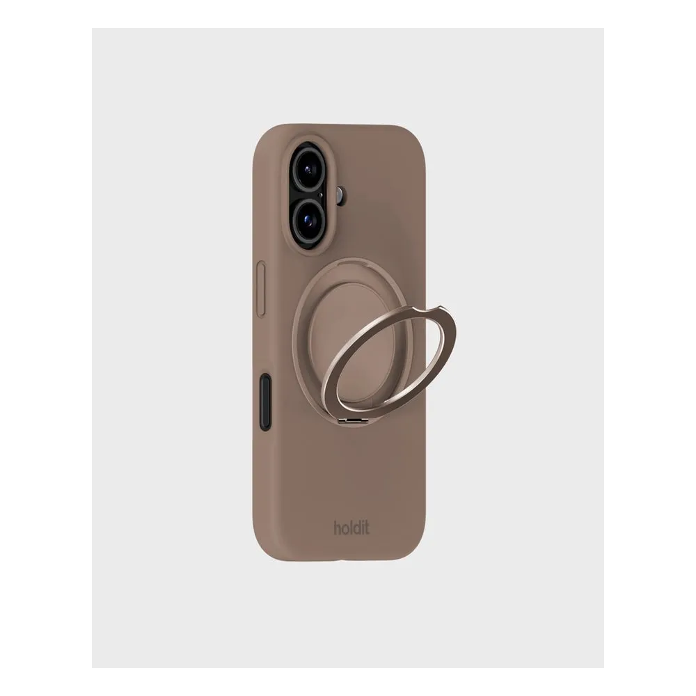Case for iPhone 16 Silicone MagSafe 360 Ring Brown