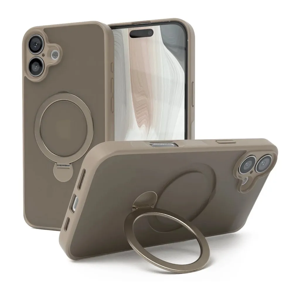 Case for iPhone 16 Plus Silicone MagSafe 360 Ring Brown