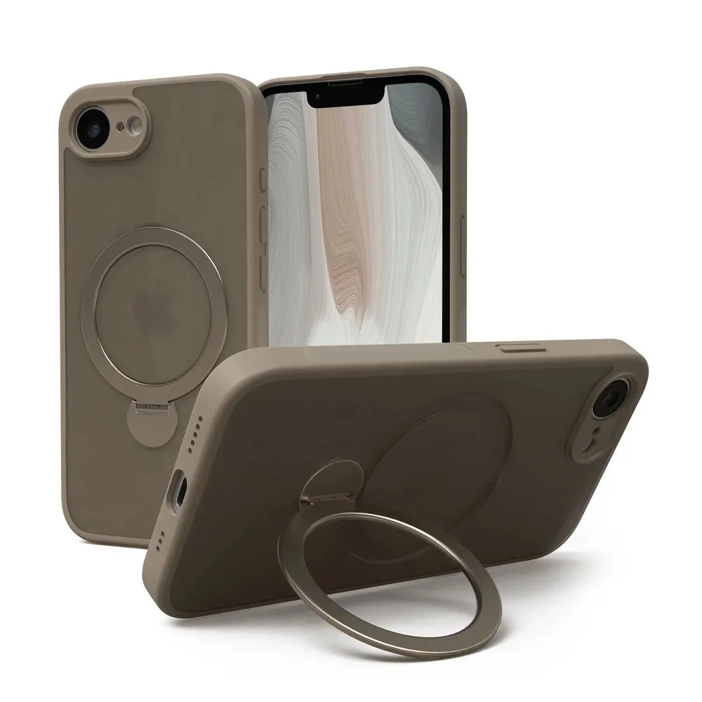 Case for iPhone 16E Silicone MagSafe 360 Ring Brown