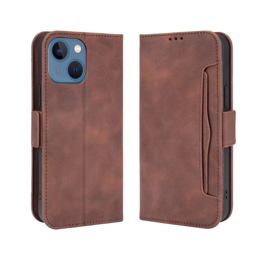 Case for iPhone 14 Silicone Magnetic Wallet Dark Brown