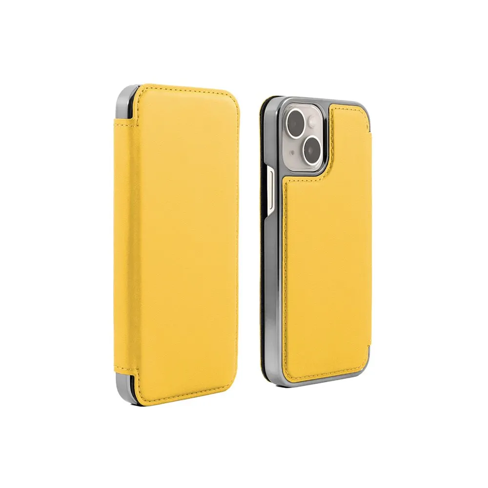 Case for iPhone 14 Silicone Magnetic Wallet Lime Yellow