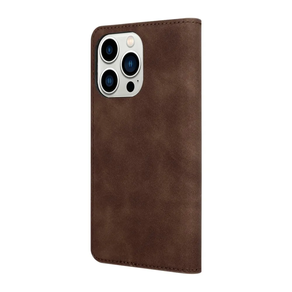 Case for iPhone 14 Pro Silicone Magnetic Wallet Dark Brown